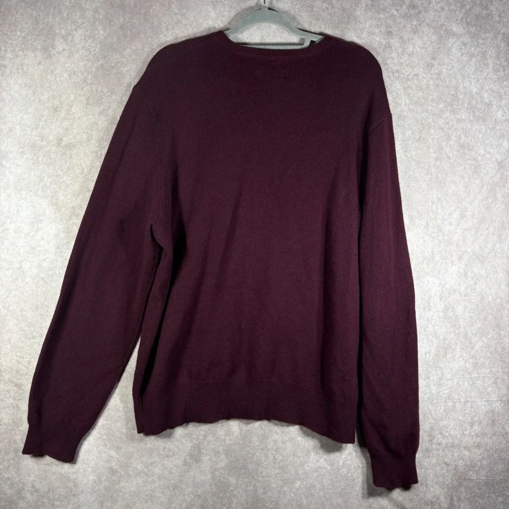 Polo Ralph Lauren Sweater Mens XXL Burgundy V-Neck 100% Lambswool Classic